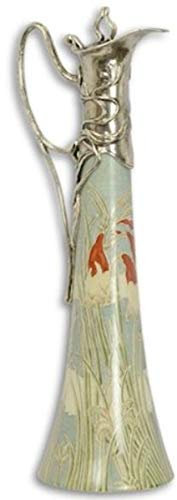 Casa Padrino Jugendstil Weinkrug Mehrfarbig/Silber 11,3 x 13,5 x H. 39,8 cm - Porzellan Krug mit Deckel - Barock & Jugendstil Deko Accessoires