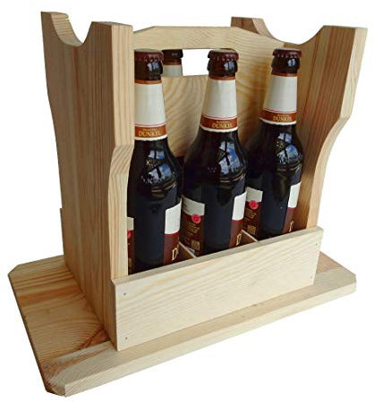 eCom Fabarius Bierhocker aus Holz für 6 Flaschen, Bierträger und Hocker in einem, Männerhandtasche, Flaschenträger, Biersitz