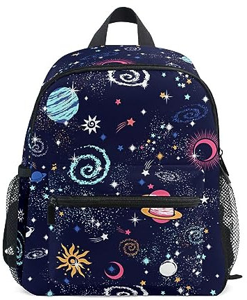 Kinderrucksack Junge Mädchen Kindergarten, Weltraum Galaxie Lässig Mini Backpack Büchertasche mit Brustgurt