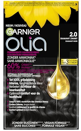 Garnier Olia Diamant Black 2 - Permanente Haarfärbung ohne Ammoniak für einen angenehmen Duft - Bis zu 100% Grauabdeckung - Farbcreme auf Basis von 60% Ölen - Intensive, lang anhaltende Farbe