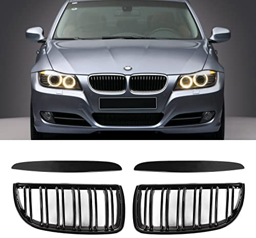 TIHOOK Rejilla de radiador E90, riñón E90 negro, reemplazo de rejilla de carreras de rejilla de riñón de coche, rejilla de radiador para BMW E90 grill 320i 323i 328i 335i 2005-2008 negro