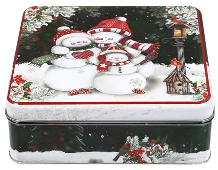 Luxshiny Weihnachten Plätzchendose Keksdose Metallbox Metall Gebäckdosen Schneemann Weihnachtsdose Teedose Blechdose Bonbondose Geschenkboxen für Süßigkeiten