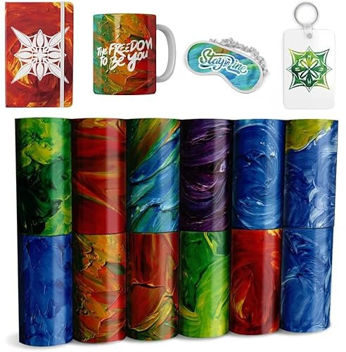 Insoluble Transfer Sheets, 12 Pcs 30.5x11.5CM Blue Pattern- Pre-ed Sublimation Paper for DIY T- Shirts, Mug Heat Press, Tote Bag, Coaster Blank
