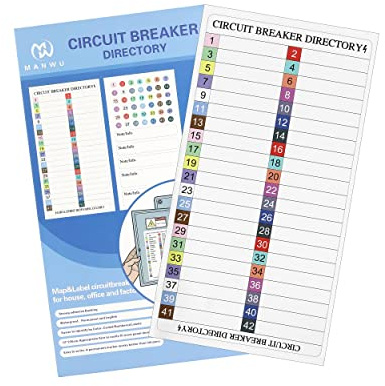 Circuit Breaker Directory Label Sticker Electric Fuse Panel Box Decal Color Code Circuit Breaker Box Waterproof with Adhesive Backing Organize (1 Set)