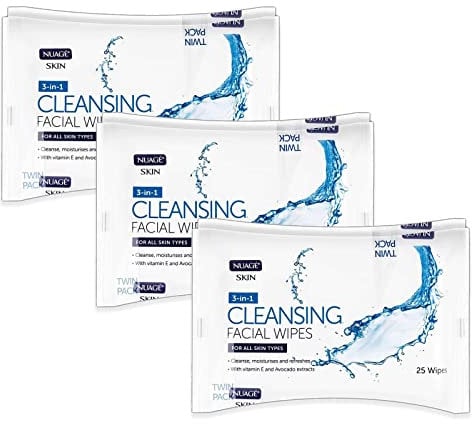 Cleansing Facial Wipes with Vitamin E and Avocado Extracts Moisturising Makeup Removal Wipe Multipack Dehydrated Sensitive Skin 6 Packs (150 Wipes)