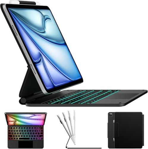 typecase Edge Magic Style Teclado para iPad Air 11 (M2) a 2024, Air 5e/4ª generación y iPad Pro 11 (4e/3e/2e/1ª generación), Touchpad Click Anywhere, retroiluminado 11 Colores, voladizo,