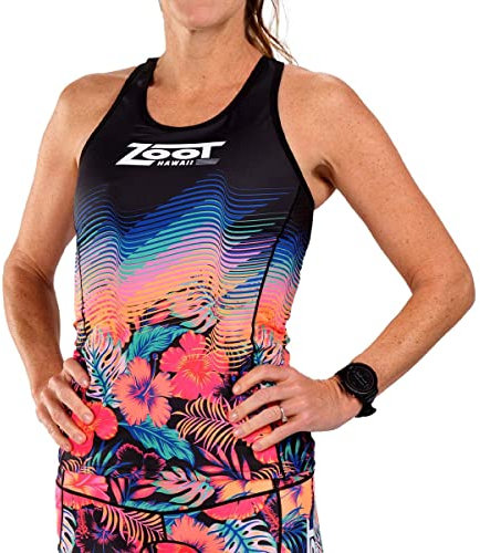Zoot Damen Ltd Racerback Triathlon Tank Top – Damen Triathlon Top & Workout Tank Tops w/Built-in Bra & Pockets, 40 Jahre, X-Klein