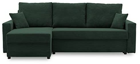 Ecksofa Aikido I 233x90 - mit schlaffunktion - Farben zur Auswahl - modernen Eckcouch - mit Bettkasten - Moderner Cordstoff - Stoff POSO (POSO 014)