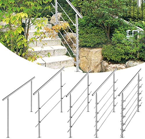 Jopassy Handlauf Edelstahl treppengeländer 180cm, 4 Querstangen für Innen- und Außenbereich - Sicheres und langlebiges Treppengeländer
