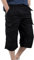 YAOBAOLE Herren Hosen Baumwolle Capri Shorts Kurze Dreiviertel Hosen Cargo Bermuda Muulti Taschen Outdoorhose Schwarz 2XL