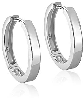 Mary & Jules Chunky Creolen Silber aus 925 Sterling Silber, silberne Klappcreolen aus recyceltem Silber, schlichte Damen Ohrringe, Echtschmuck Ohrstecker für Frauen und Mädchen