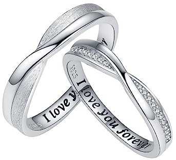 Paar Ringe Set 925 Sterling Silber Verlobungsringe Paar Verstellbare Offene Ring für Verlobungsringe Paar Fingerring Matching Rings Jubiläum Valentinstag für Damen Herren (Einfachheit)