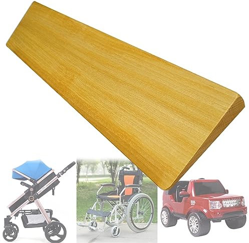 SIDID Türschwellenrampe für Rollstuhl Massivholz Tragbare Bordsteinkanten Rampe 1-5cm Hoch, Leichte Schwellenrampe für Türöffnung, Roller, Fahrrad, Garage(50x5x1cm)