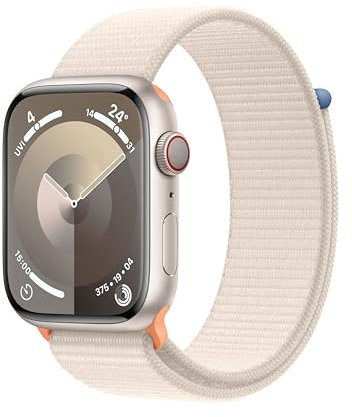 Apple Watch Series 9 GPS + Cellular - 45mm - Boîtier Starlight Aluminium - Bracelet Starlight Sport Loop