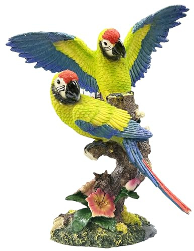 Vivificenca Ein Paar Ara Dekor Outdoor Tiki Bar Dekorationen 30 cm hoch große realistische Papageienstatuen für draußen Vogelskulpturen Garten Terrasse Hof Rasen Figuren für tropische Tiere Baum/Wand