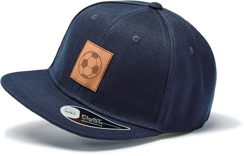 Kinder Cap: Fußball Leder Emblem - Fussball Mütze für Kind -Kappi für Fussballspieler Trainings-Mütze Basecap Kappe Jungs Kappe Cappy Geschenk für Jungen Sport (Navy)