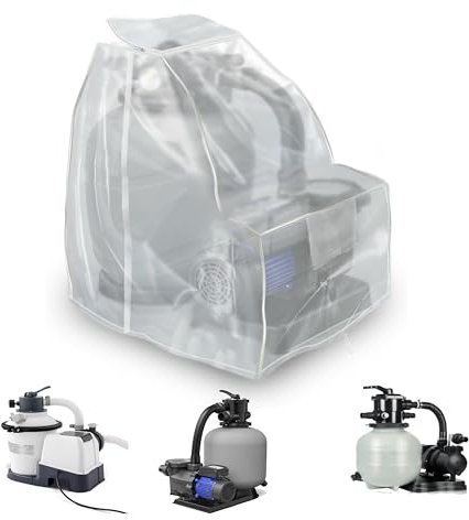 IndigoTempest9 Sand Filter Pump Cover for INTEX Krystal Clear Sand Filter Pump, above Ground Pool Pump Cover, Sand Pool Filters Cover, Semi Transparent Frosted PVC