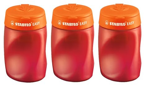 STABILO - Ergonomischer Dosen-Spitzer für Rechtshänder - EASYsharpener - 3 in 1-3er Pack - orange