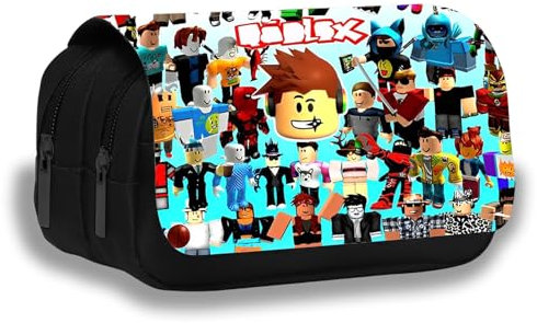 Roblox Mäpchen Teenager, 3D Roblox Federmäppchen, Roblox FedermäPpchen Schule Roblox Etui Schule Roblox Pencil Case Schlamppermäppchen Doppelter ReißVerschluss Segeltuch Schlamperbox Für Kinder(A)
