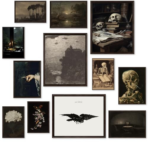 Dark Academia Dekor für Wanddekoration, Gothic-Heimdekoration, Vintage-Wandkunst, ästhetische Poster, Gothic-Wanddekoration für Schlafzimmer, gruselige Hexengalerie-Kunstdrucke, stimmungsvolle
