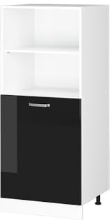 Vicco Herdumbauschrank R-Line, Herdschrank, Schwarz Hochglanz/Weiß, 60 cm