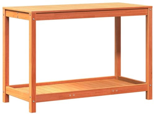 vidaXL Pflanztisch, Gärtnertisch mit Ablage, Blumentisch für Garten Balkon Terrasse, Gartentisch Arbeitstisch, Wachsbraun 108x50x75cm Massivholz Kiefer