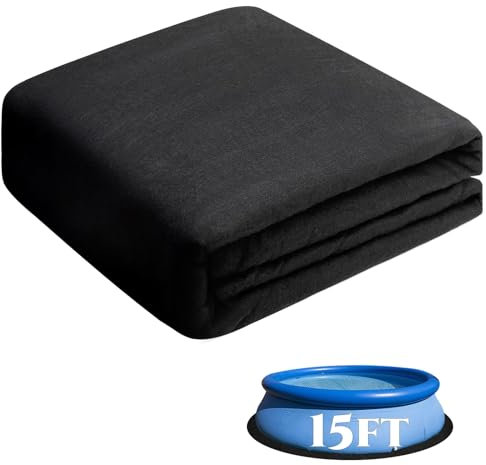 Tacsal Tapis de revêtement rond épais de 4,5 m pour piscine hors sol de 4,6 m, tapis de piscine confortable sans couture, matériau géotextile noir, facile à installer, noir