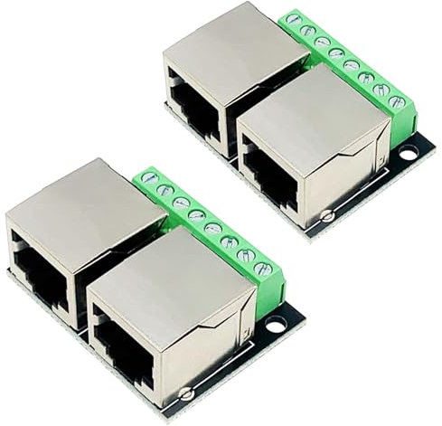 PENGLIN 2PCS RJ45 Tarjeta de rotura para conector doble hembra Ethernet,Adaptador de red blindado de tarjeta de conector de tornillo RJ45 de 3,5 mm de espaciado