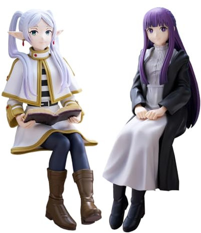 Xinchangda 2 Stück Frieren Noodle Stopper Anime Fern und Frieren Figur Sitzende Pose Actionfiguren Desktop Dekoration Sammlerstück Geschenke