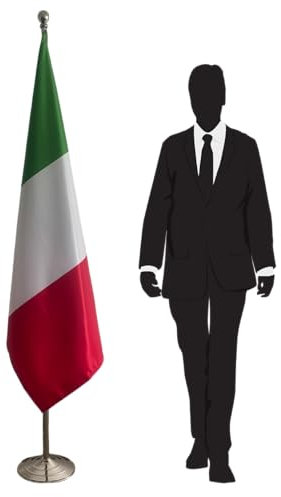 Bandiera Italia con asta e base. Bandiera italiana per ufficio. Base 1,3kg. Bandiera in raso. Codice CN1-IT