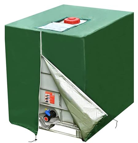 IBC Tankabdeckung, 1000L 210D Oxford Stoff Wassertankabdeckung, 120x100x116 Cm, IBC Tankcontainerabdeckung, IBC Abdeckungen FÜR Den Außenbereich, Wasserdichte, Staubdichte (Grün)
