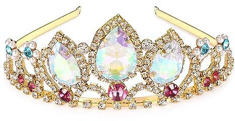Kristall krone für Mädchen Damen Rapunzel Tiara Prinzessin Krone Tangled Kostüm Zubehör für Halloween Cosplay Braut Hochzeit Prom Feiern Geburtstag Geschenke AB Strassstein