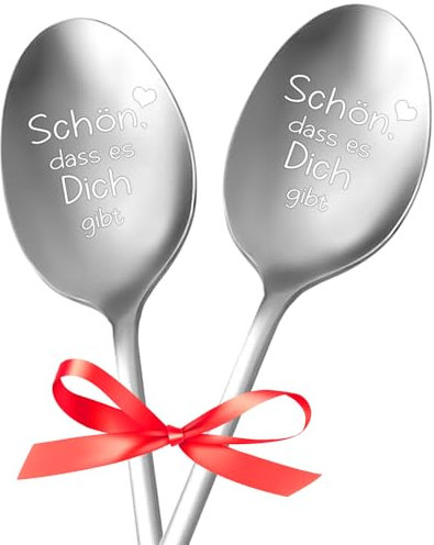 NHTJTHE Kaffeelöffel mit Gravur - Schön, Dass Es Dich Gibt, Valentinstagsgeschenk, Personalisierte Geschenke, Edelstahl