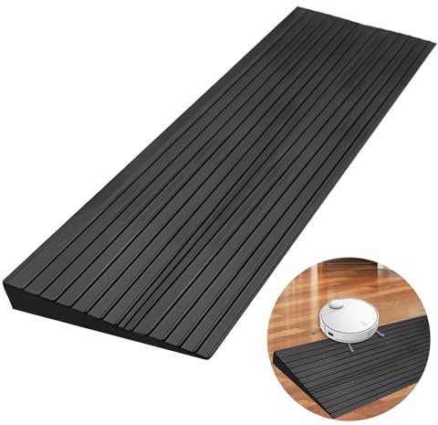 Beatific Türschwellenrampe 100x5x1cm, Rollstuhlrampe PVC Schwellenrampe, rutschfeste Rollstuhl-Rampe, Übergangsprofil Selbstklebend, Rampe Türschwelle für Rollstuhl, Kehrroboter, Scooter (Schwarz)