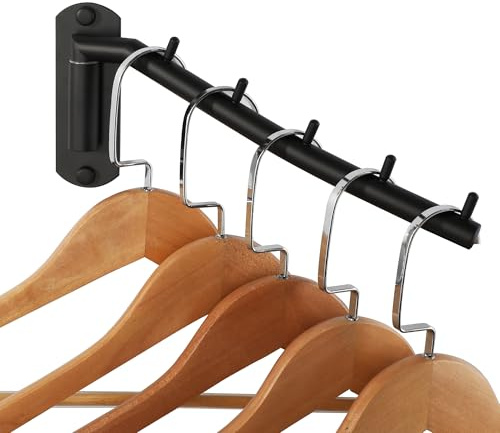 Mooche 180° Drehbare Kleiderstangen-Haken 27CM Wandhaken Edelstahl Schwarz | Wandhaken mit 180° Rotation, Wandhaken Kleiderlüfter, Platzsparend Kleiderstange für Kleider, Taschen oder Accessoires