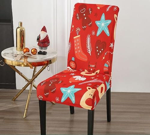 Stuhlhussen Blaue Rote Weihnachten Stuhlhussen Schwingstühle Stretch Weiche Elasthan Stuhlbezug Waschbar Hussen für Stühle Abnehmbare Stuhlhussen 2er Set Langlebig Stuhlhusse Universal Stuhlbezüge