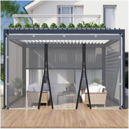 Sonakia Outdoor Clear Tarp Curtains, Waterproof Tarpaulin Side Panels With Zips, Transparent Pvc Plastic Tarpaulin With Eyelets, Tarpaulin Rain Curtains for Pergola Gazebo,WxH-5.8x2.8m/19 * 9.2ft