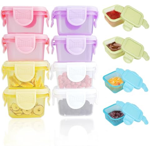 Mulaibdin 12 Pcs Baby Food Storage Containers, Small Containers with Lids 60ml for Food, Baby Weaning Pots for Freezer, Leakproof & Airtight Food Jars Plastic for Yoghurt,Sauce,Snack, BPA free