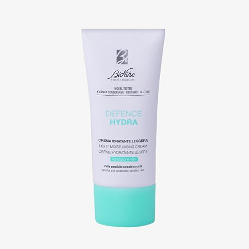 BioNike - Defence Hydra Leggera, Crema Idratante Viso con Acido Ialuronico e Burro di Karitè, Idratazione Immediata e fino a 48H, Effetto Lenitivo e Protettivo per Pelli Normali e Miste, 50ml