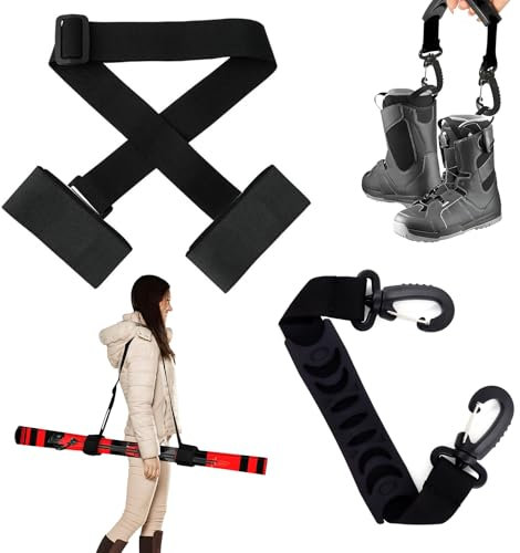 Ski Tragegurt Stöcke Tragegurt für Ski Skimate Tragegurt Ski Tragehilfe Skigurt Stockträger Schultergurte mit Rutschfesten Verstellbaren Schultergurten Ski Carrier Strap für Skiträger Stöcke Stiefel