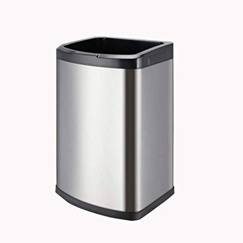 ASumPio Poubelle sans Couvercle en Acier Inoxydable, Grande Capacité, Idéale pour La Cuisine Ou Les Ménages,Silver-9L