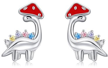 Dinosaurier Ohrringe 925 Sterling Silber Pilz Dinosaurier ohrstecker Tier Schmuck Geschenk für Frauen Damen