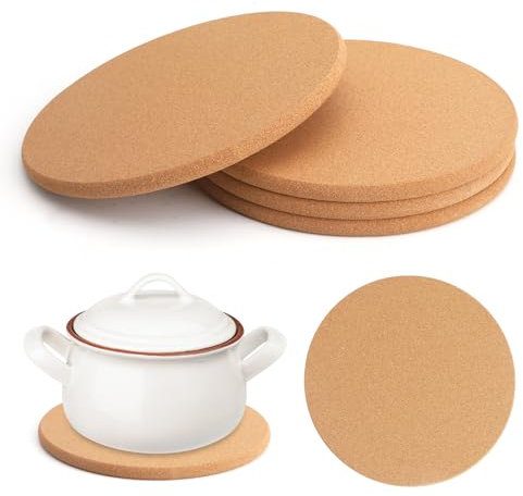 APOMOONS 4 Salvamanteles de Corcho, Posavasos de Corcho de 19 cm de Diámetro, Agarraderas Antideslizantes para Ollas, Cacerola