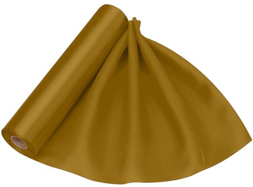 Rouleau de tissu satiné doré - 20 m x 29 cm - Tissu polyester soyeux et brillant pour décorations de mariage, nœuds, écharpes de chaise, emballage cadeau, couture et travaux manuels festifs