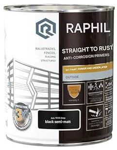 TRANS - PAL Direct-to-Rust Metal Paint, 3-in-1 Anti-Corrosion Primer Enamel, 750ml, for Outdoor Gates, Fences, Railings (Semi-mat Black)