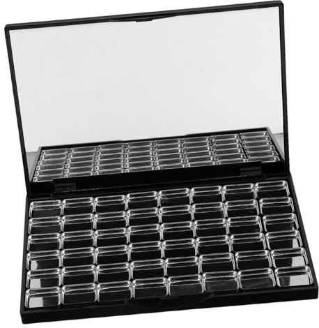 EPIGEIST Magnetische Lidschattenpalette für Täglichen Gebrauch und Reisen mit Spiegel und 48 Metallpfännchen Tragbar aus Eisen und Kunststoff
