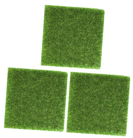FRCOLOR 3 Stück Künstliche Grasmatte Kunststoff Sandtisch Rasenteppich Miniaturlandschaft für Innen Außen Modellbau Gartendekoration Balkon Terrasse