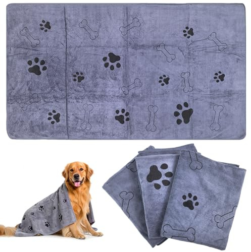 Zuxbolf Hundehandtuch Mikrofaser 3 Stück Extra Saugfähig 100x60cm | Schnelltrocknend, Weiche Mikrofaser, Für Hunde, Katzen und Haustiere nach Baden, Schwimmen, Reisen oder Outdoor