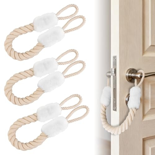 3 Stück Türkordel Klemmschutz,60 cm Türstopper Klinke,Baumwolle Türkordel Klemmschutz,Türstopper Klinke Baumwolle,Türkordeln Turstopper für Türen Haustier und Kinder Fingerschutz