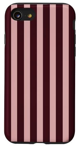 Burgundy and Pink Stripes Vertical Stripe Aesthetic Trendy Case for iPhone SE (2020) / 7/8